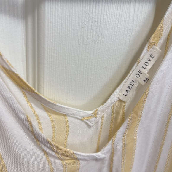 Yellow and White Striped Summer Dress with V neck - Picture 2 of 5